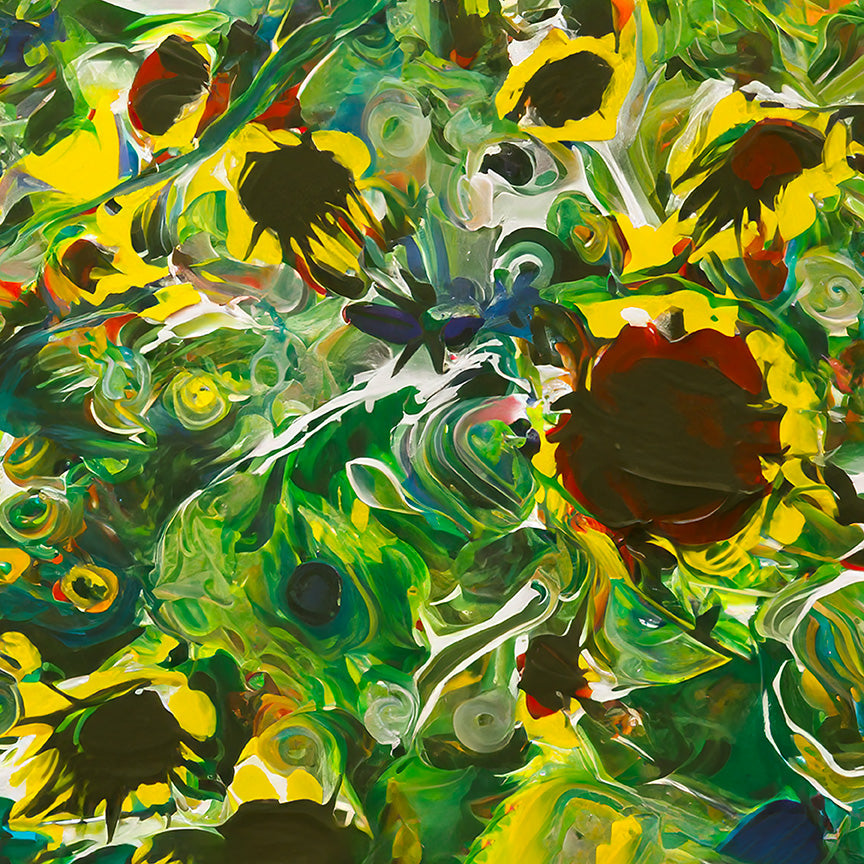 Screaming Sunflowers - Painted photograph with AI